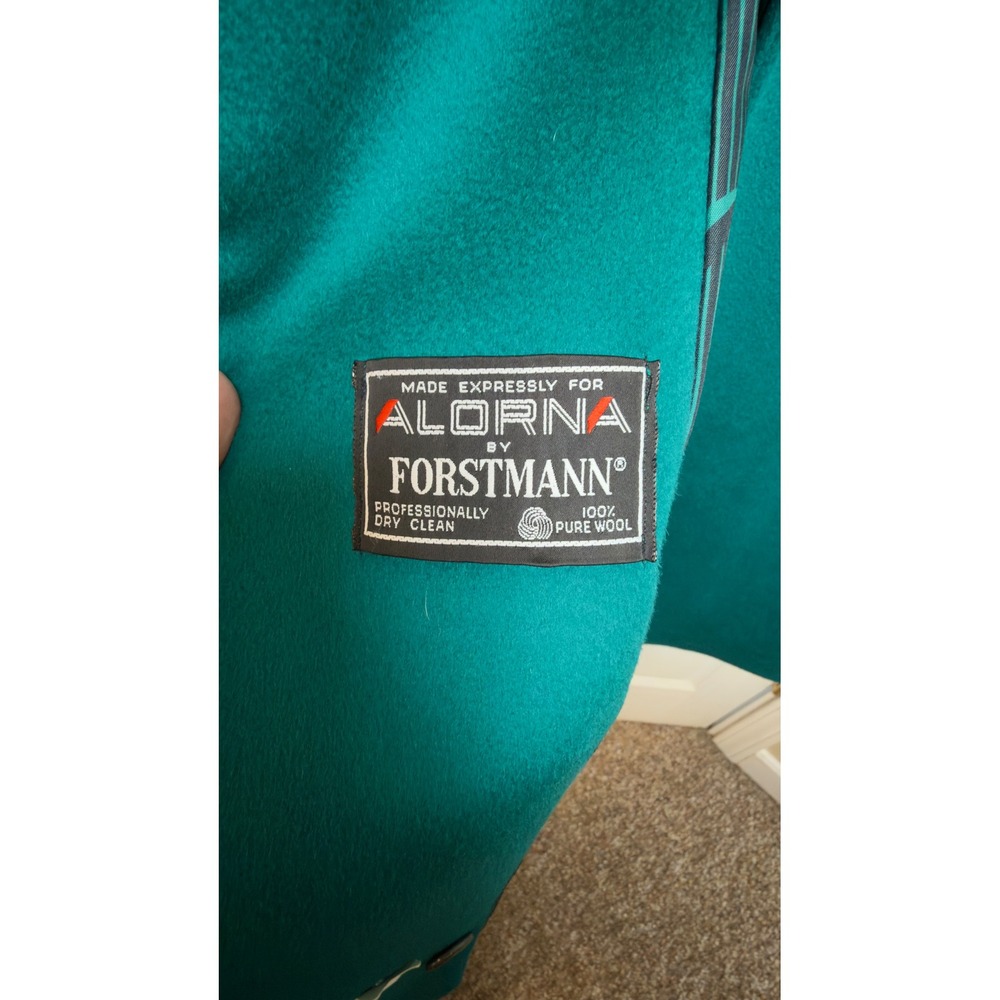 ALORNA Forstmann Wool Teal Long Trench Coat Women's Double Breasted Tailored - Picture 2 of 13